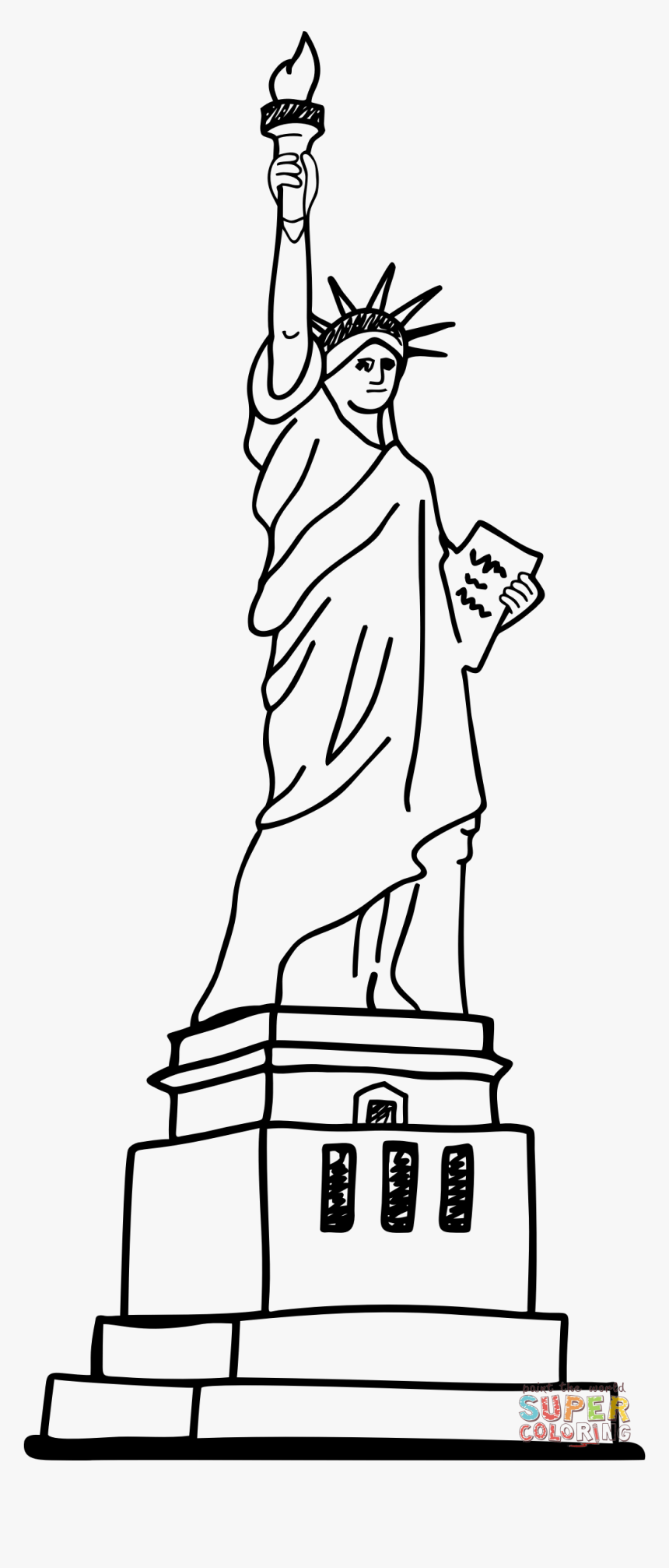 Coloriage Statue De La Liberté, HD Png Download