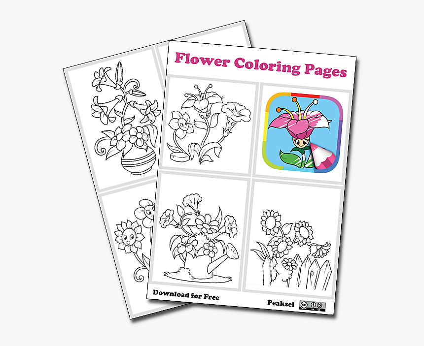 Flower Coloring Pages - Cartoon, HD Png Download