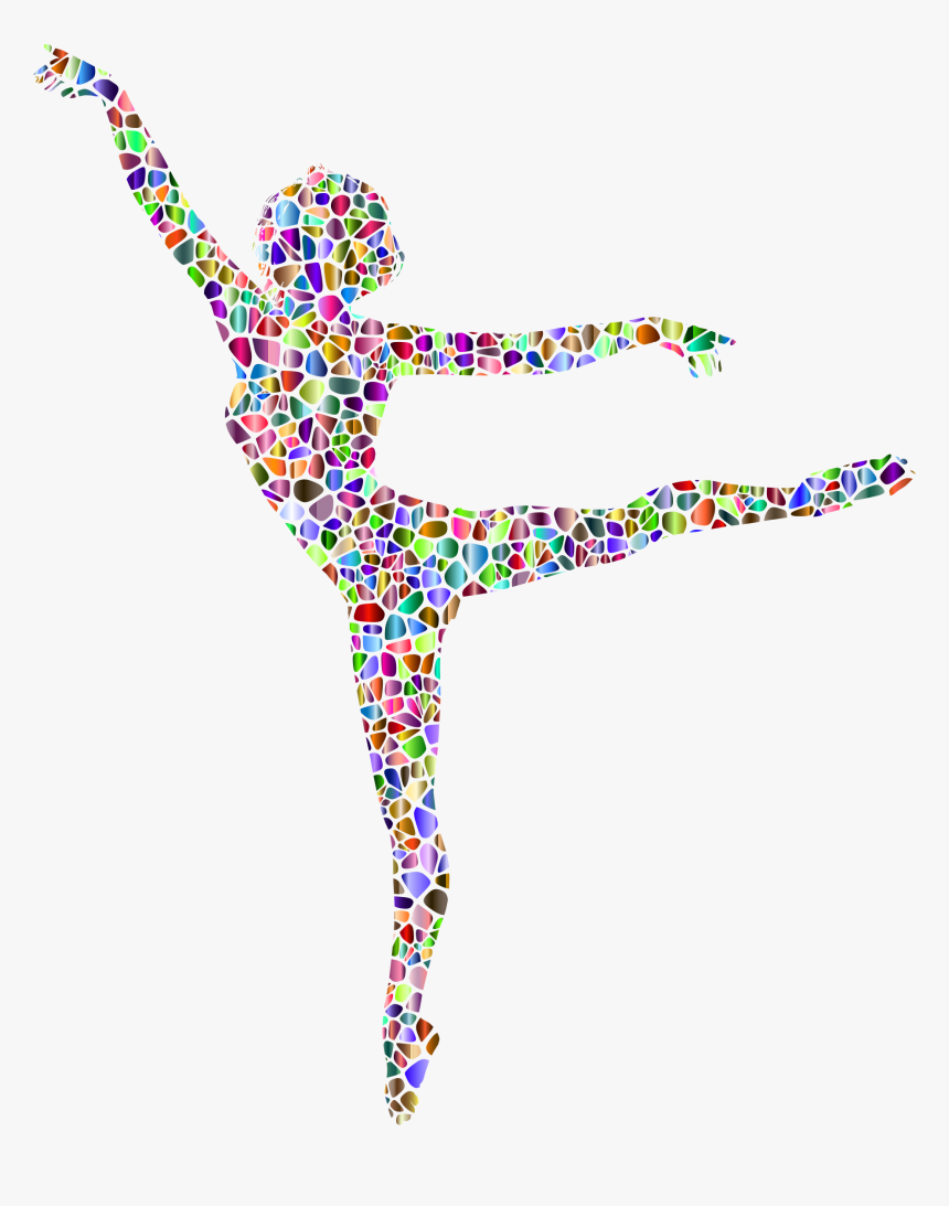 Polychromatic Tiled Lithe Dancing Woman Silhouette - Transparent Background Dancing Woman Silhouette, HD Png Download