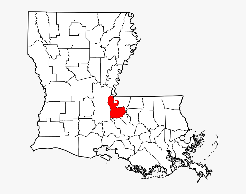 Map Of Louisiana Highlighting Pointe Coupee Parish - St Mary Parish Louisiana, HD Png Download