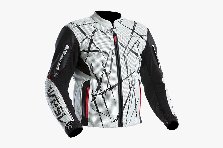 Černá/bílá/červená - Leather Jacket, HD Png Download