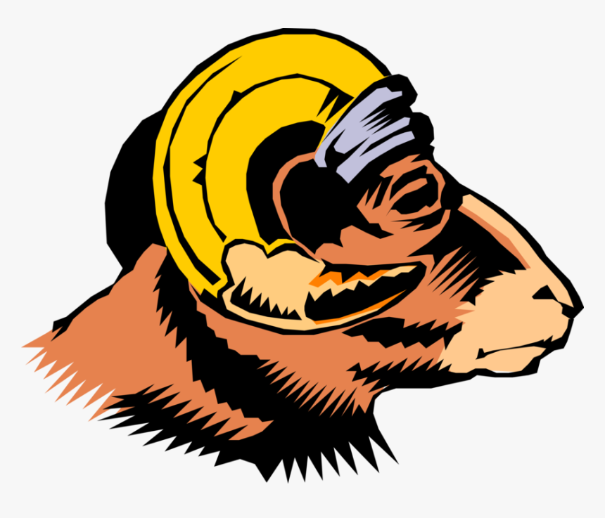 Vector Illustration Of Domestic Goat Head With Pencil, HD Png Download