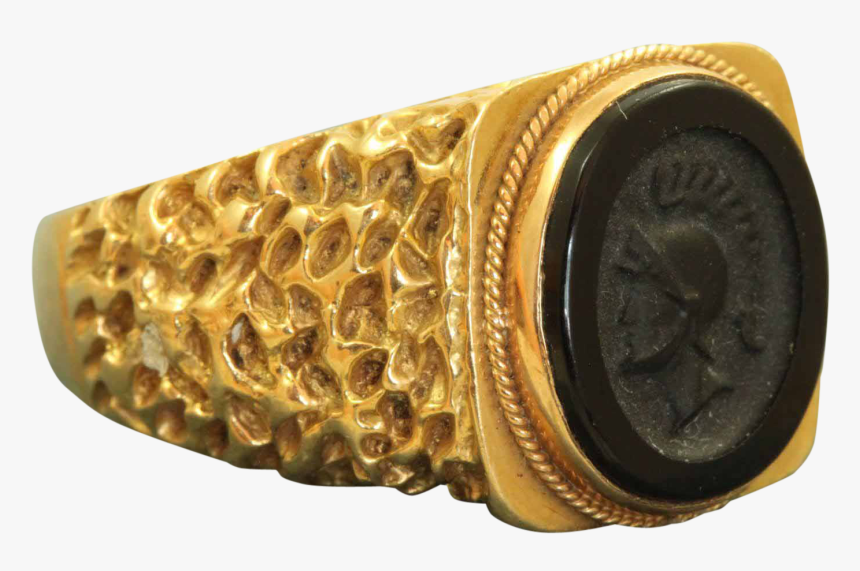 Estate 18 K Onyx Intaglio Roman Soldier Ring - Boot, HD Png Download