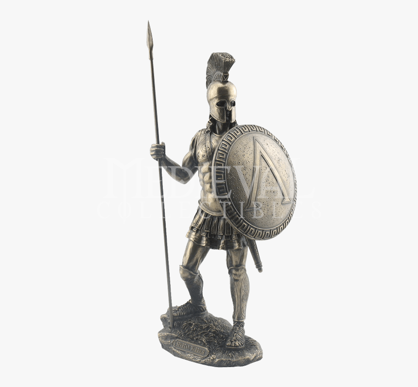 Spartan Warrior With Spear And Hoplite Shield Statue - Roman Spear And Shield, HD Png Download