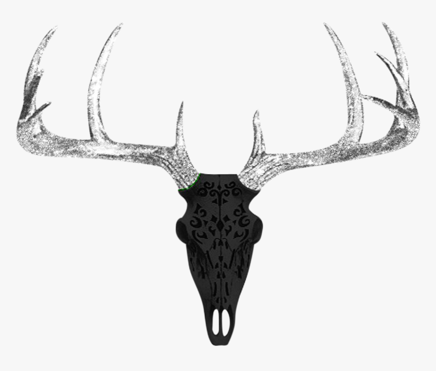 Clip Art Glitter Deer Head - Painted Black Deer Skull, HD Png Download