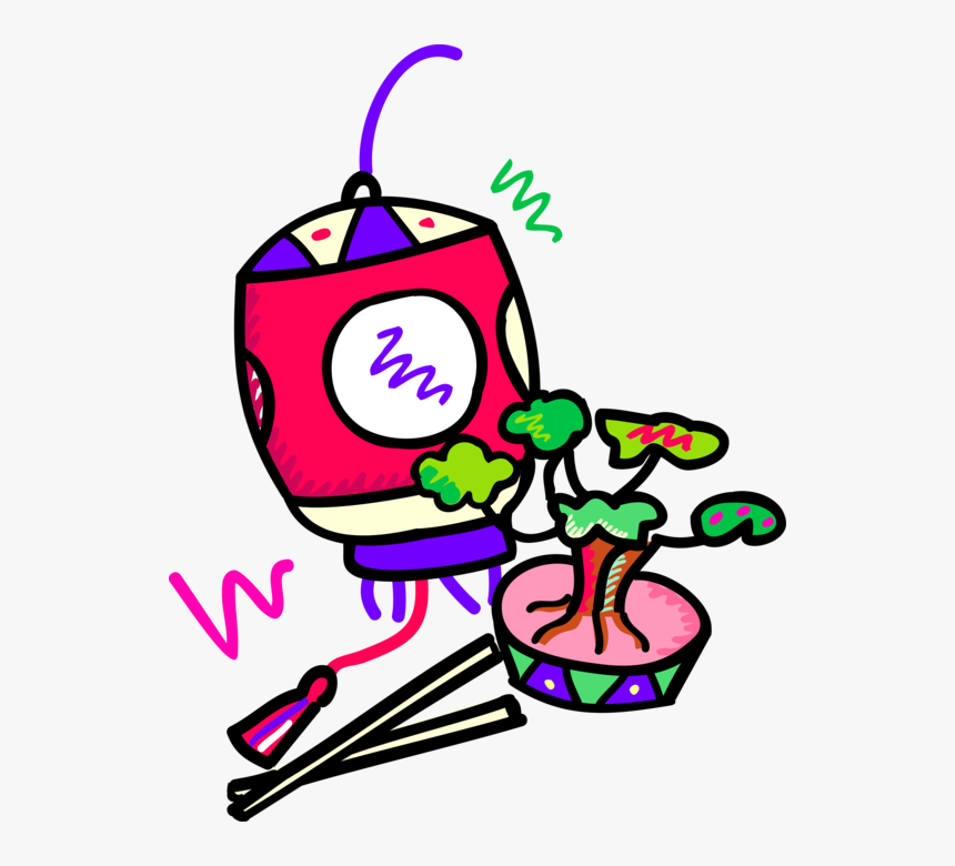 Vector Illustration Of Japanese Chopsticks With Bonsai, HD Png Download