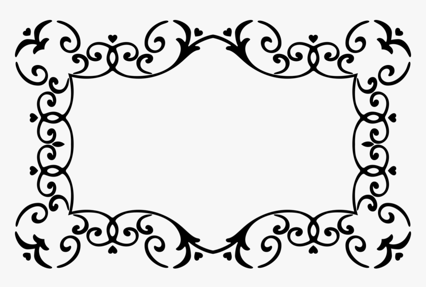 Picture Frame,line Art,ornament - Hearts Ornamental Frame Png, Transparent Png