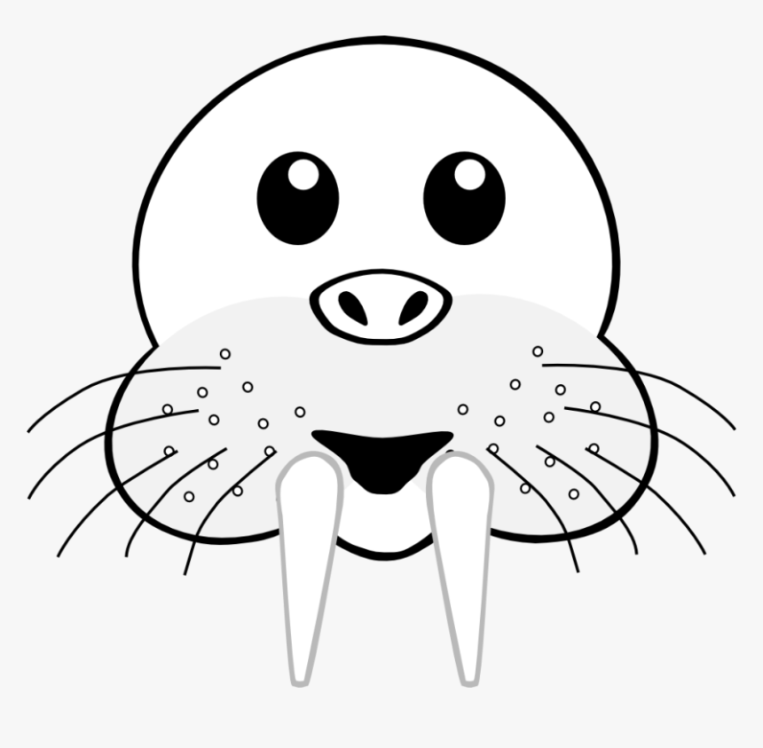 Walrus Clip Art Black And White Stuffed Animal Coloring - Mascara De Una Morsa, HD Png Download