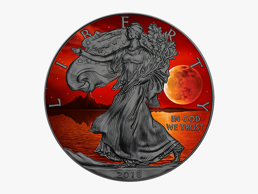 2018 Super Blue Blood Moon 1 Oz Fine Silver American - 2018 American Silver Eagle, HD Png Download