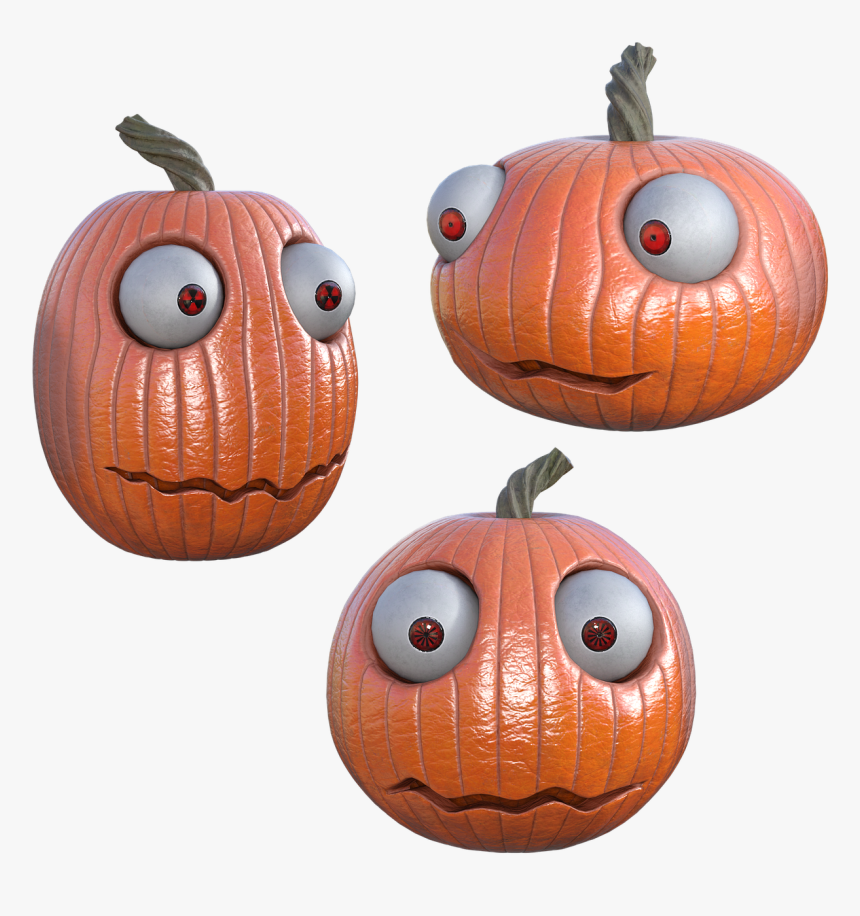 Funny Pumpkins, 3d, Render, Eyes, Mouth, Halloween - Jack-o'-lantern, HD Png Download