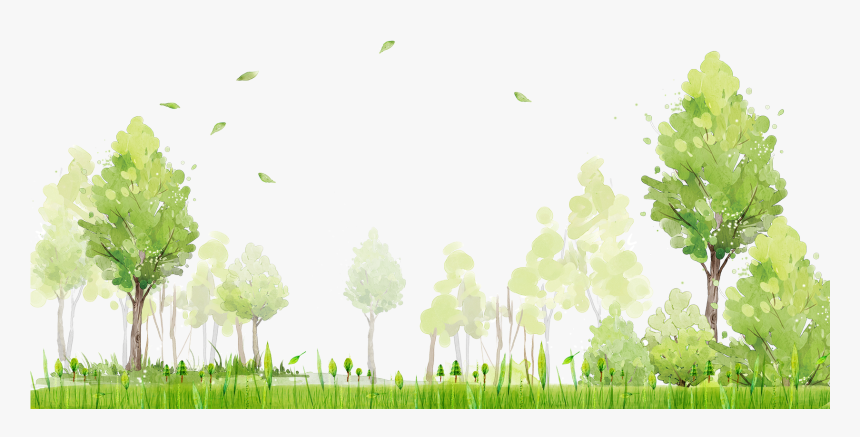 District Painted Poster Watercolor Shulin Green Painting - Watercolor Greenery Background Png, Transparent Png