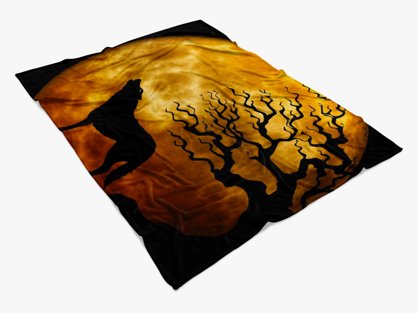 Yellow Moon Wolf Blanket 
 Data-zoom //cdn - Illustration, HD Png Download