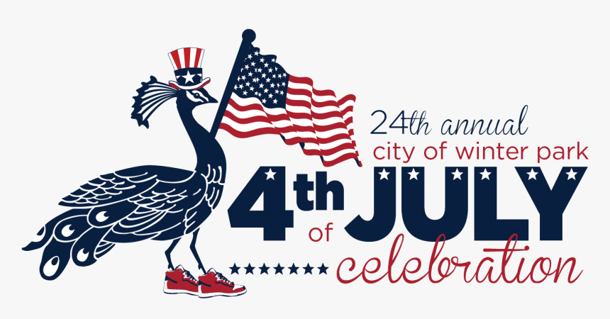 Patriotic Peacock With A Hat Holding A Flag For The - Celebrate 4th Of July, HD Png Download