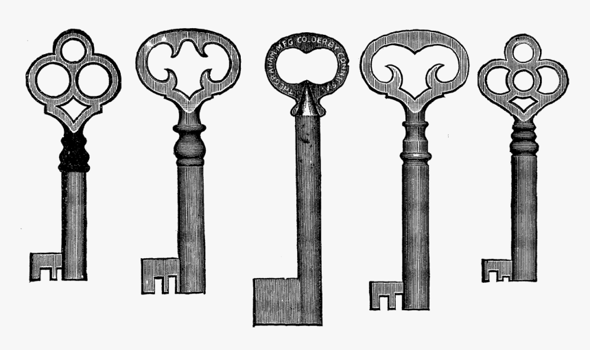 Transparent Vintage Key Png - Antique Illustration Of Old Fashioned Key With Transparent, Png Download
