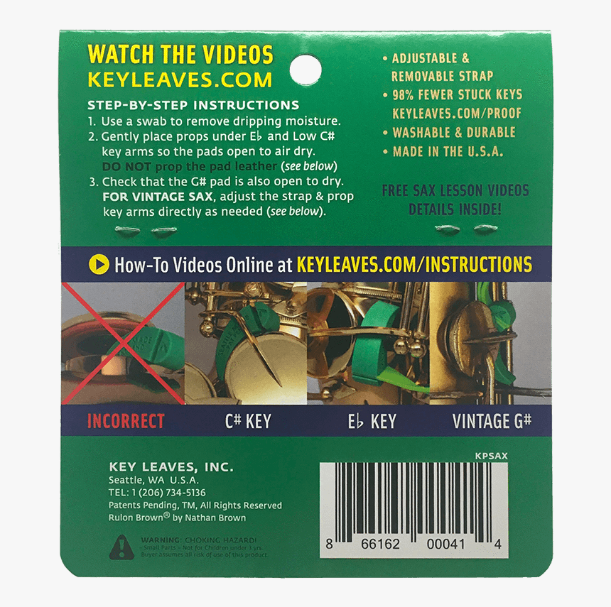 Key Leaves Kpsax Sax Key Props, Alto Ten Bari - Key Leaves, HD Png Download