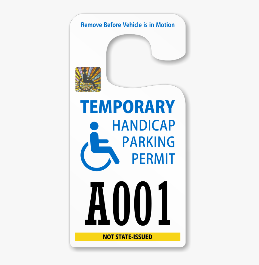 Handicap Parking Permit Rearview Mirror Jumbo Hang - Wheelchair, HD Png Download