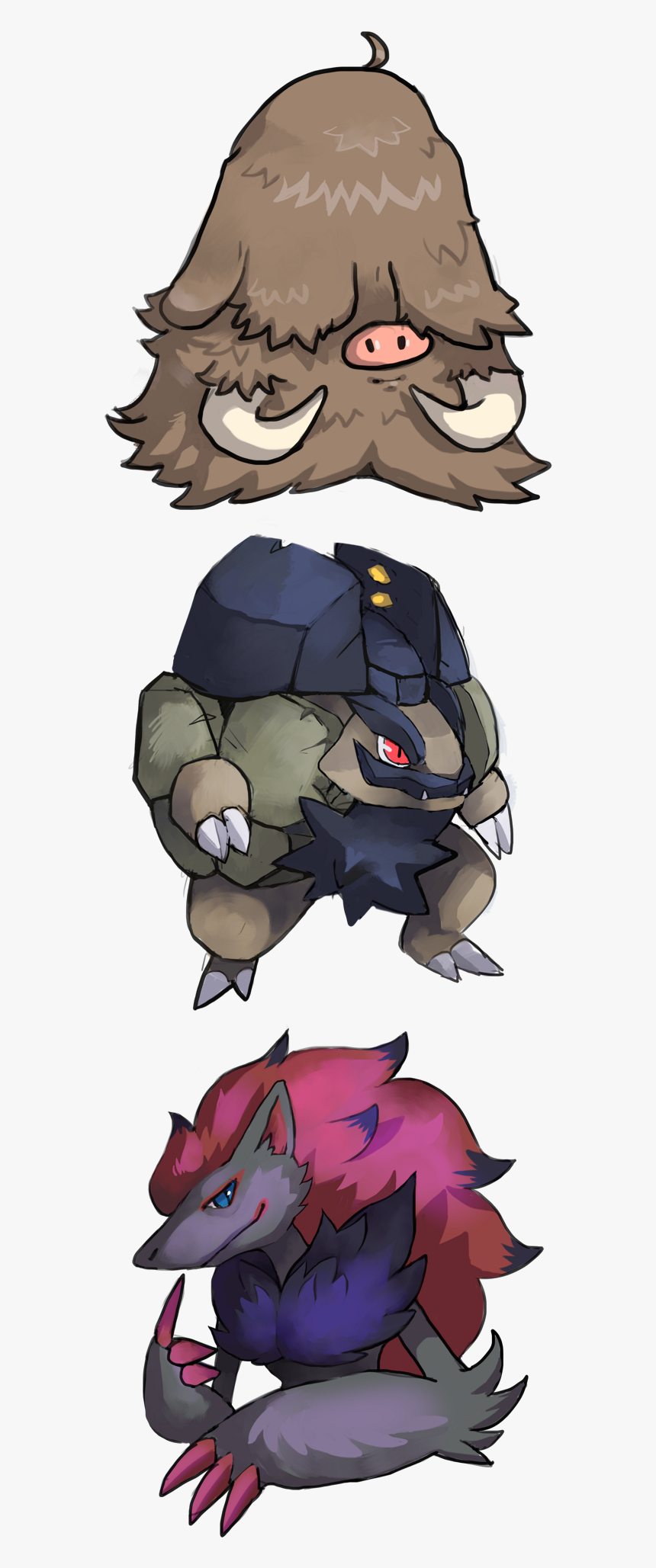 Piloswine, Alolan Golem, Zoroark - Cartoon, HD Png Download
