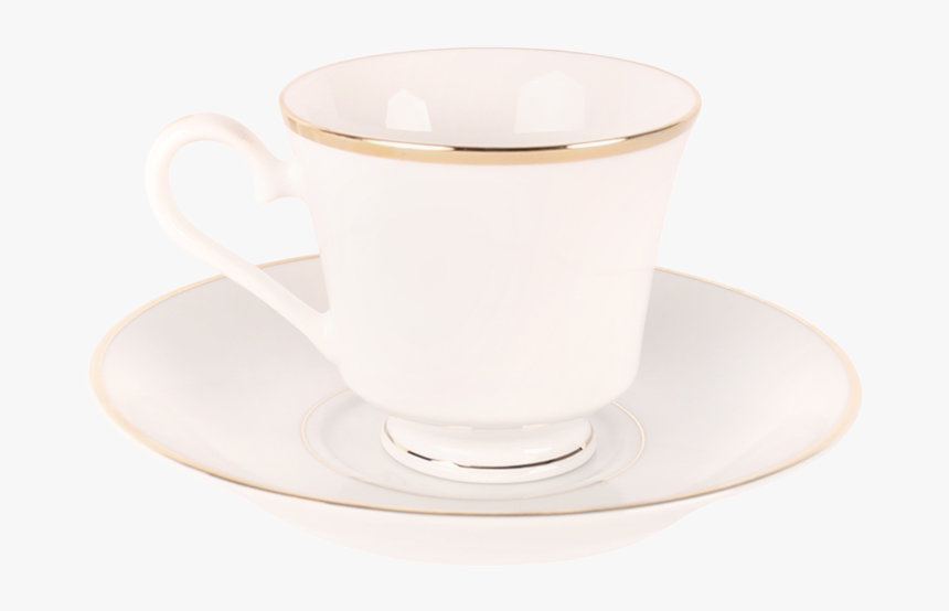 White With Gold Border, Saucer - Cup, HD Png Download