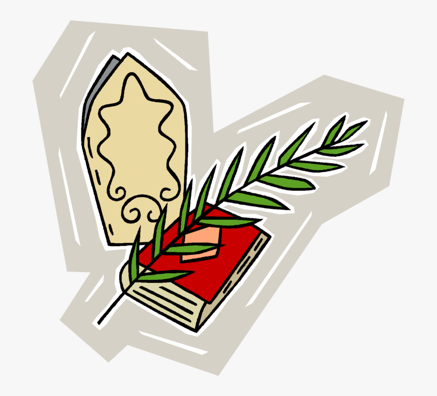 Vector Illustration Of Christian Bible With Palm Branch - Illustration, HD Png Download