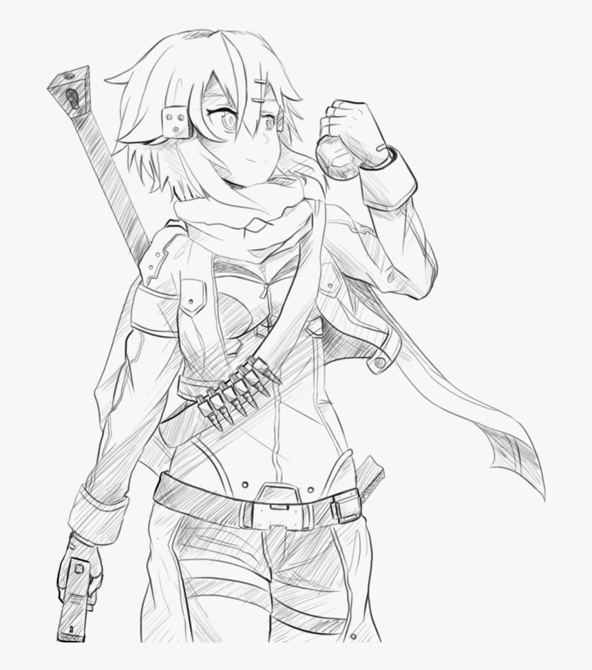 Sinon Gun Gale By Pikarty10 - Line Art, HD Png Download