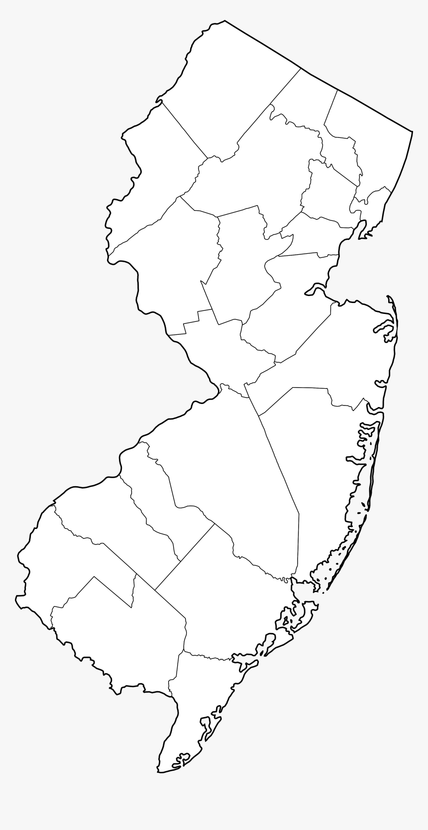 New Jersey With Counties, HD Png Download