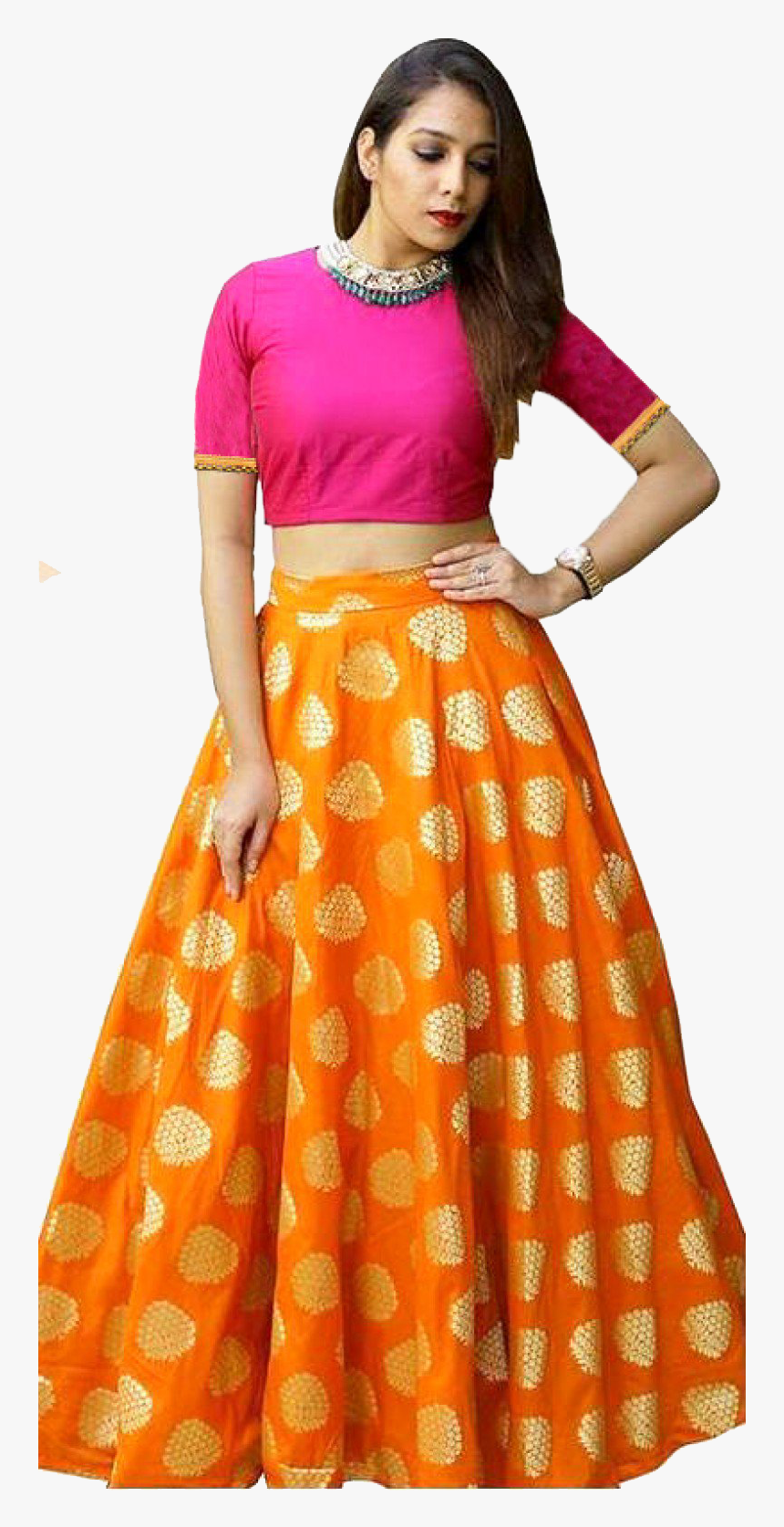 Crop Top Png Transparent Image - Crop Top Banarasi Lehenga, Png Download