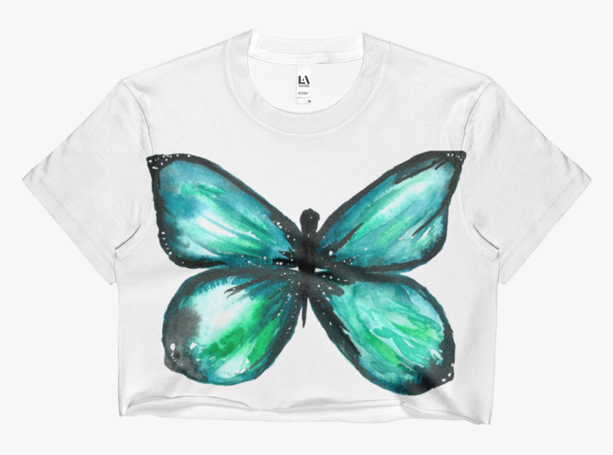 Green Butterfly Edgy Ladies Crop Top - Lycaenid, HD Png Download