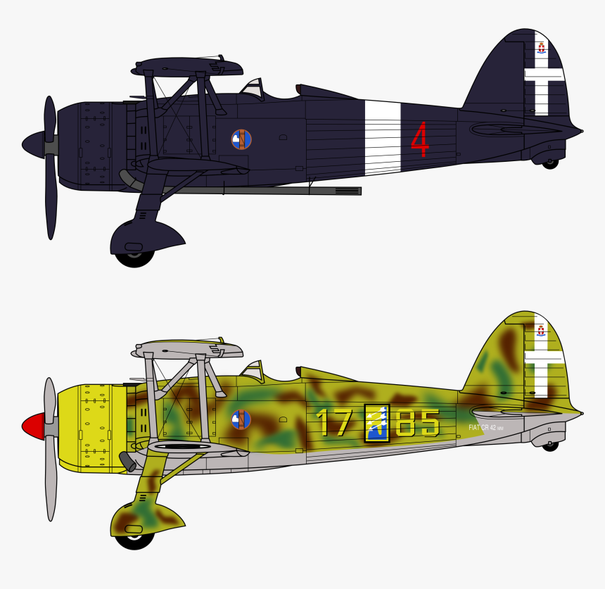 File - Fiat C - R - 42 Falco Profiles - Fiat Cr 42 Night Fighter, HD Png Download