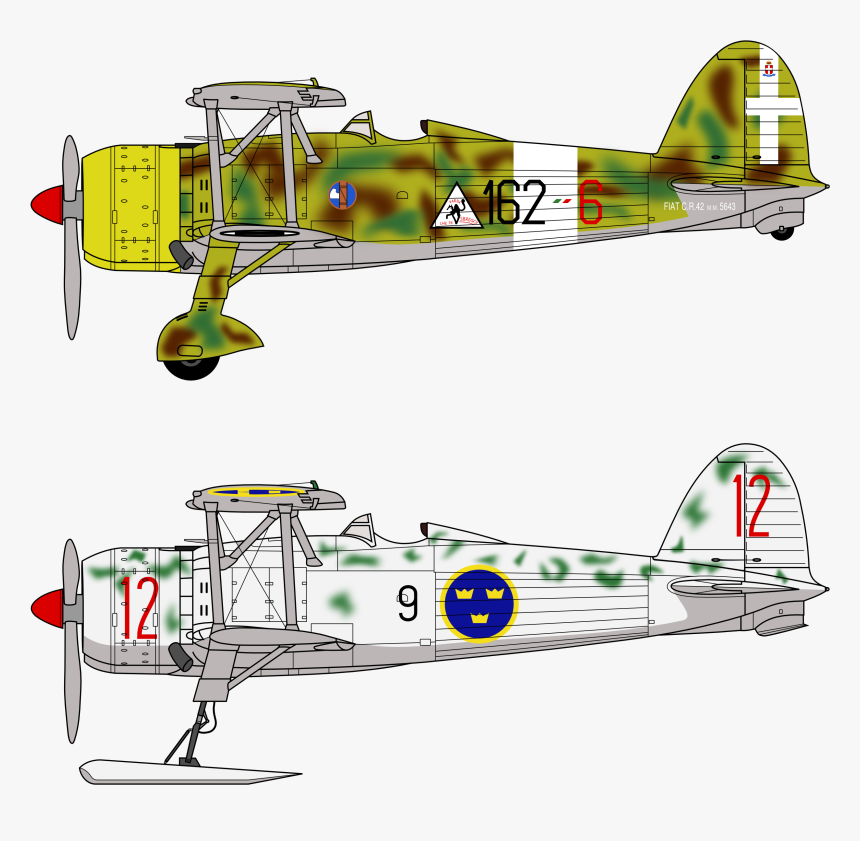 File - Fiat C - R - 42 Falco Profiles - Fiat Cr.42, HD Png Download
