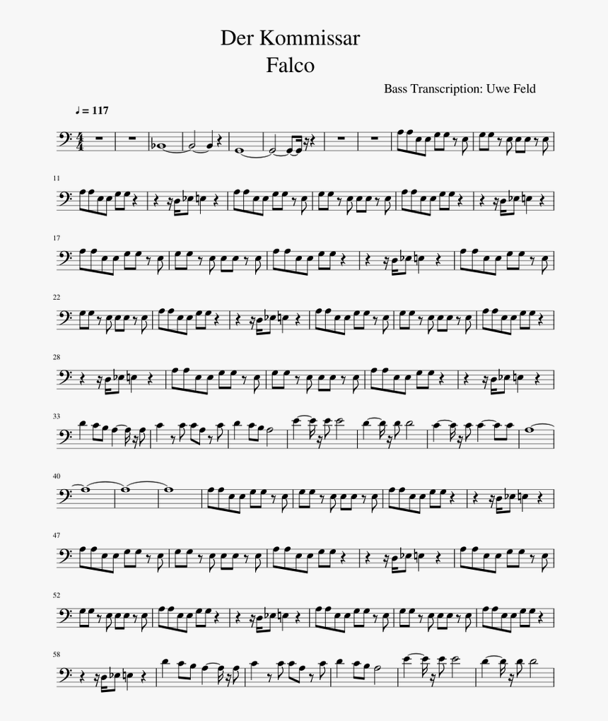 Falco Der Kommissar Noten, HD Png Download