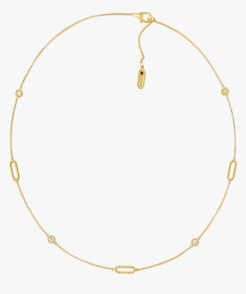 Roberto Coin 18kt Gold Necklace With Alternating Diamond, HD Png Download