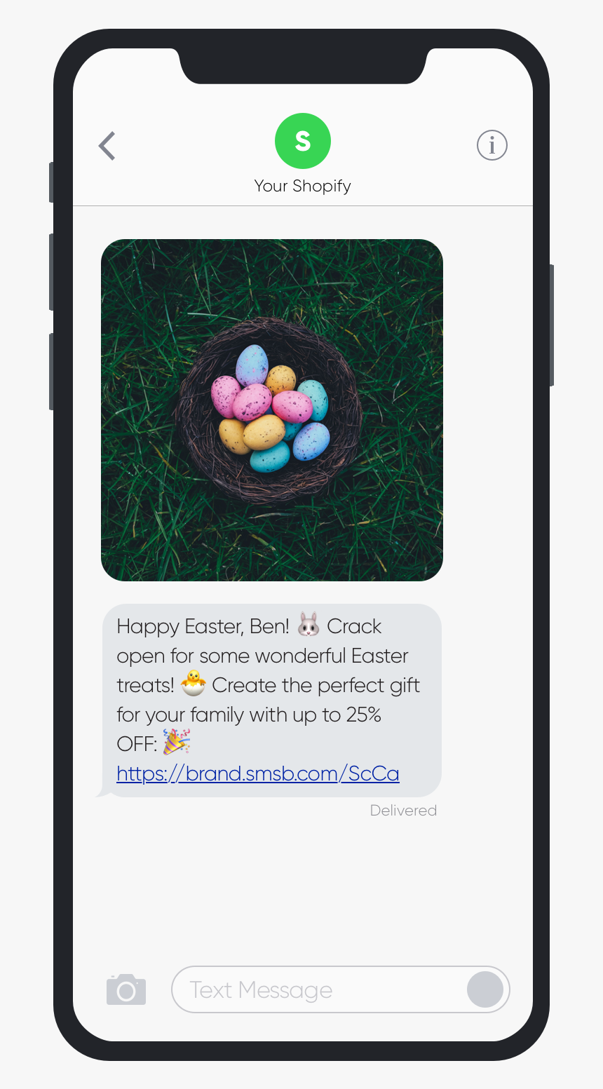 Smsbump Sms Marketing Easter 2019 Campaign Example - Sms Message Marketing Examples, HD Png Download