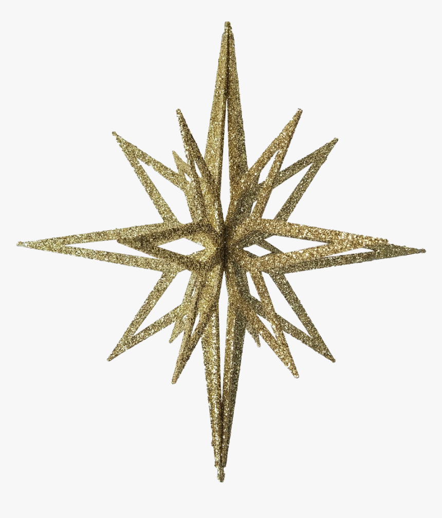 Star 3d Gold Glitter - Star Glitter Christmas Ornaments, HD Png Download