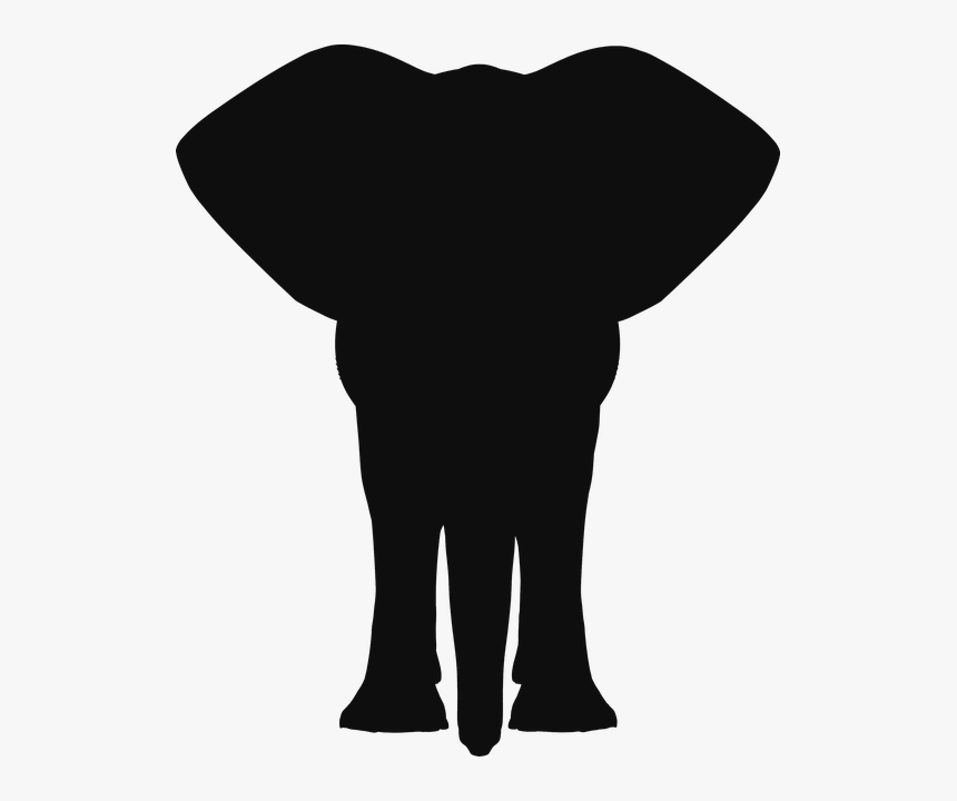 Africa, Animal, Asia, Elephant, Mammal, Pachyderm - Elephant Silhouette Front View, HD Png Download