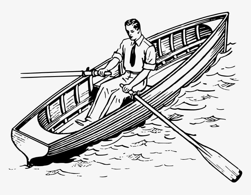 Jesus Clipart Boat - Row Boat Clipart Black And White, HD Png Download