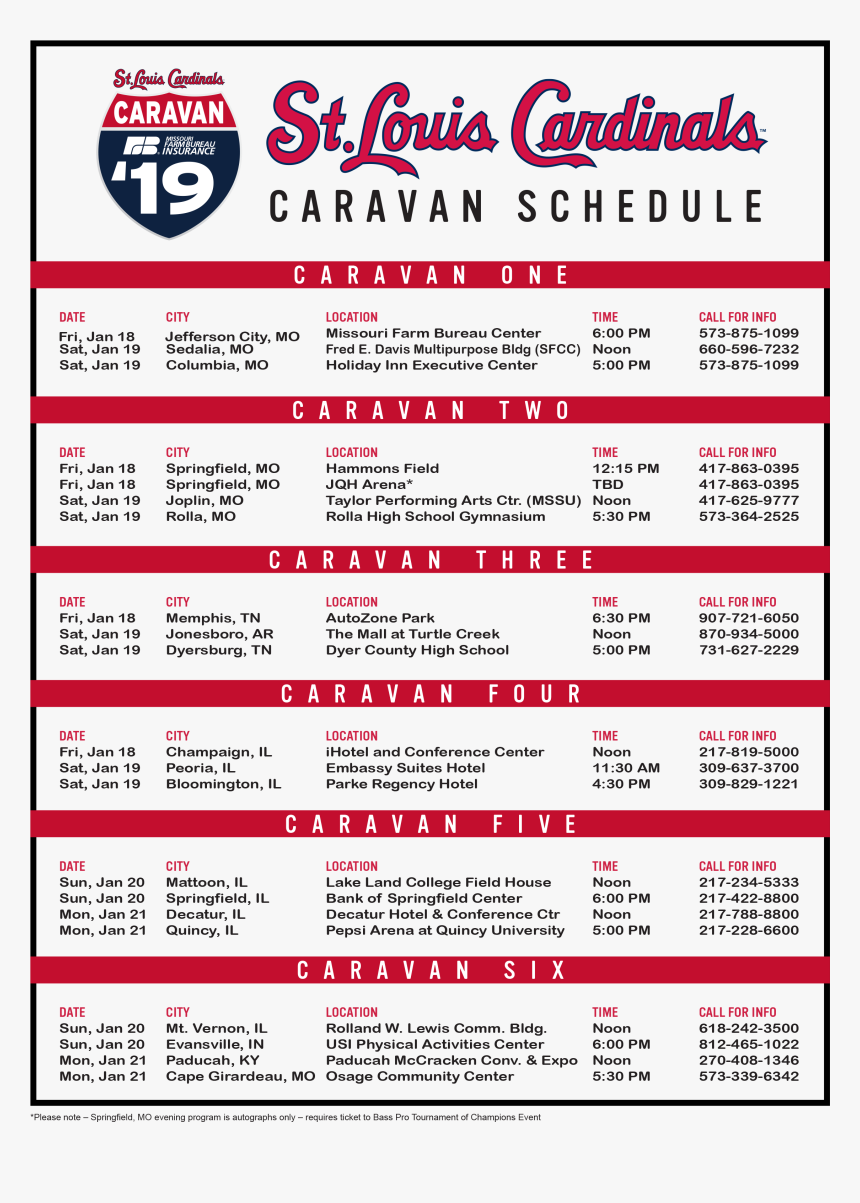 Transparent St Louis Cardinals Png - St Louis Cardinals Caravan 2019, Png Download