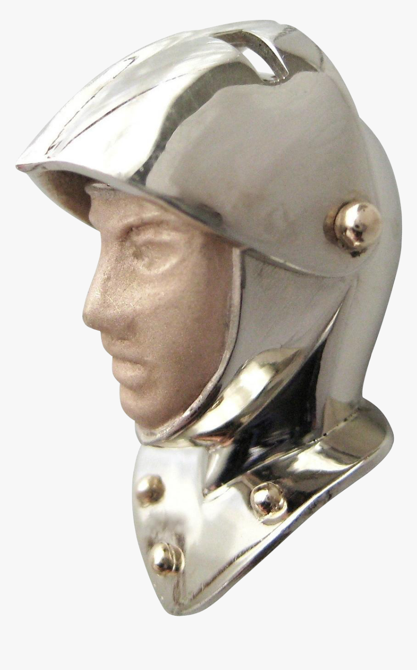 Gold & Enamel Knight Helmet Pendant By Gandsco On Ruby - Bronze Sculpture, HD Png Download