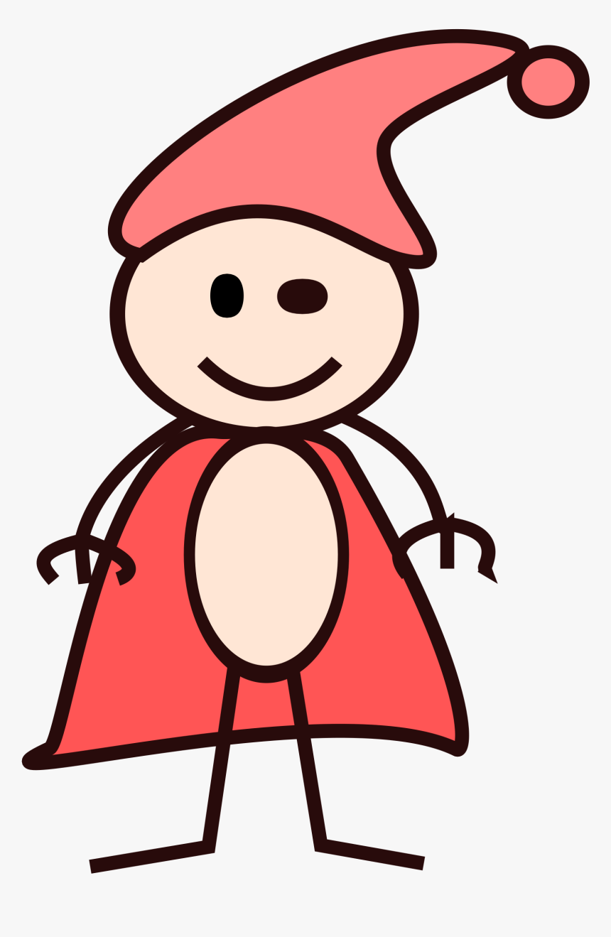 Stick Boy In A Red Cape With Red Hat Clip Arts - Stick Boy Png, Transparent Png