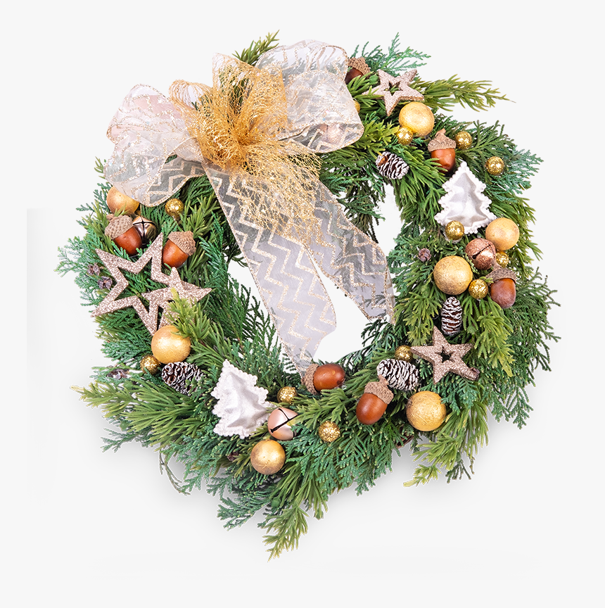 Gold Christmas Wreath - Wreath, HD Png Download
