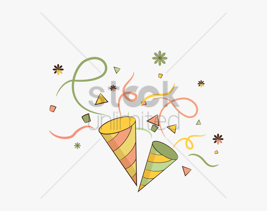 Birthday Confetti And Party Hats Vector Image - Confetti Birthday Clipart Art, HD Png Download