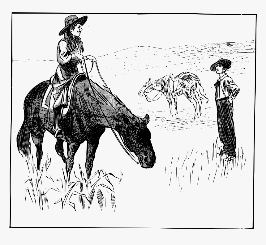 Cowgirl On A Horse Clip Arts - Desenho De Vaqueiras, HD Png Download