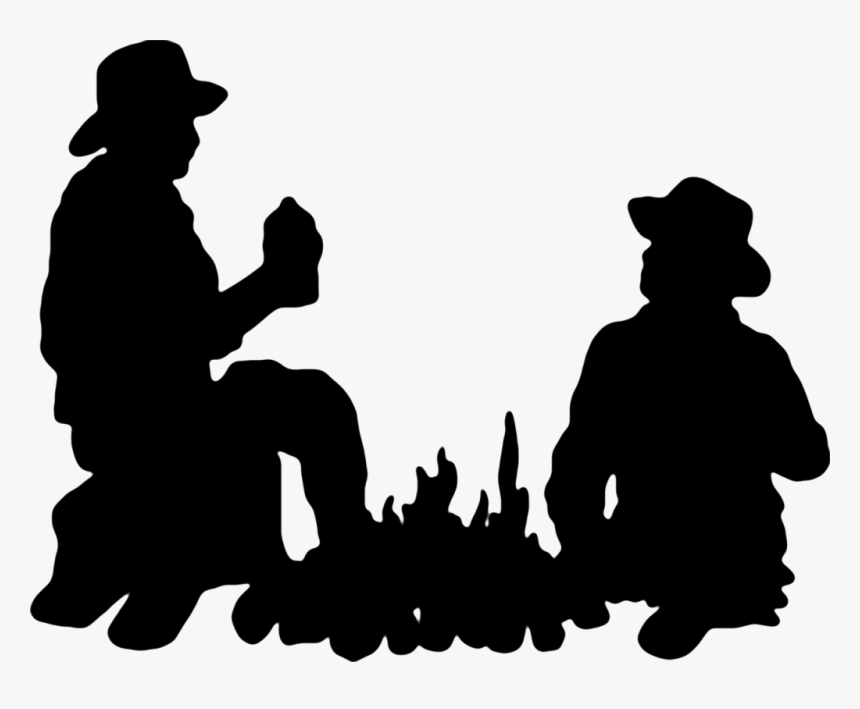 Silhouette Cowboy Clip Art - Camp Fire Png Silhouette, Transparent Png