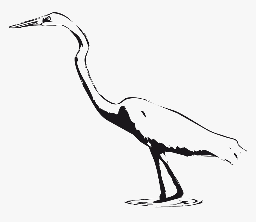 Black And White Crane Clip Art, HD Png Download