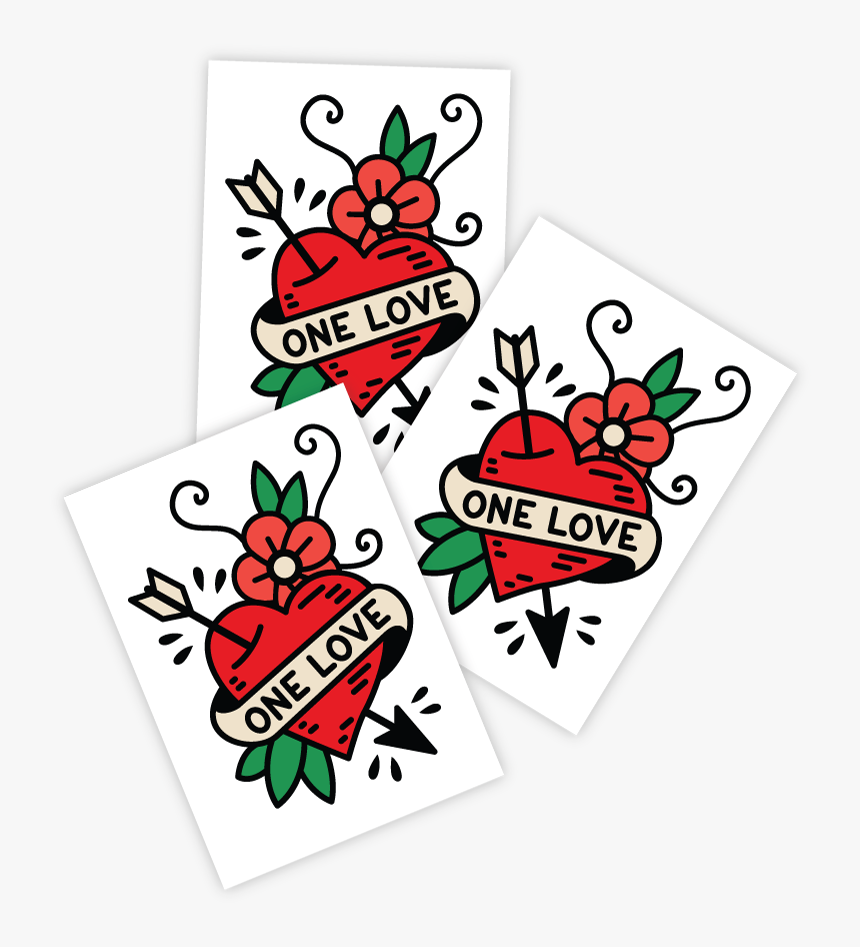 High Quality Temporary Tattoos With Heart With Arrow - Hippy Tattoos, HD Png Download