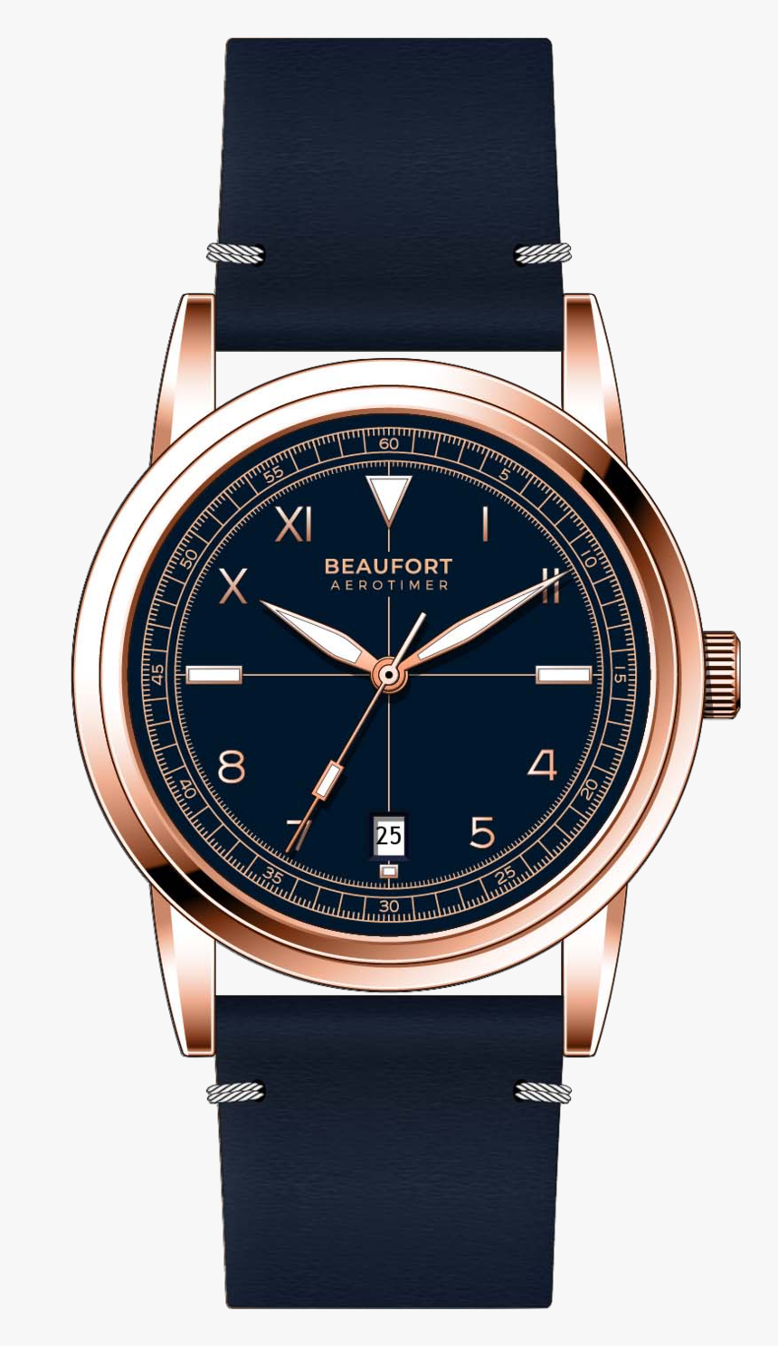 Navy Gilt Rose Gold Automatic Watch, HD Png Download