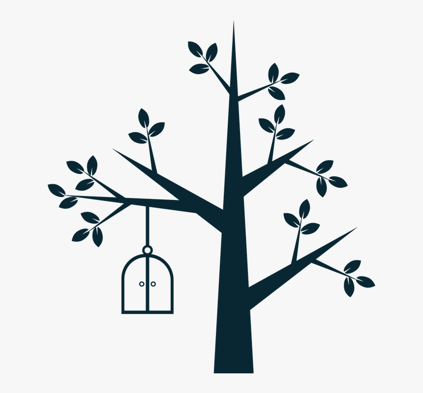 The Tree, Ornament, Bird Cage, Window, Wall, Wall Art - Arbol Con Pajaritos Blanco En Negro, HD Png Download