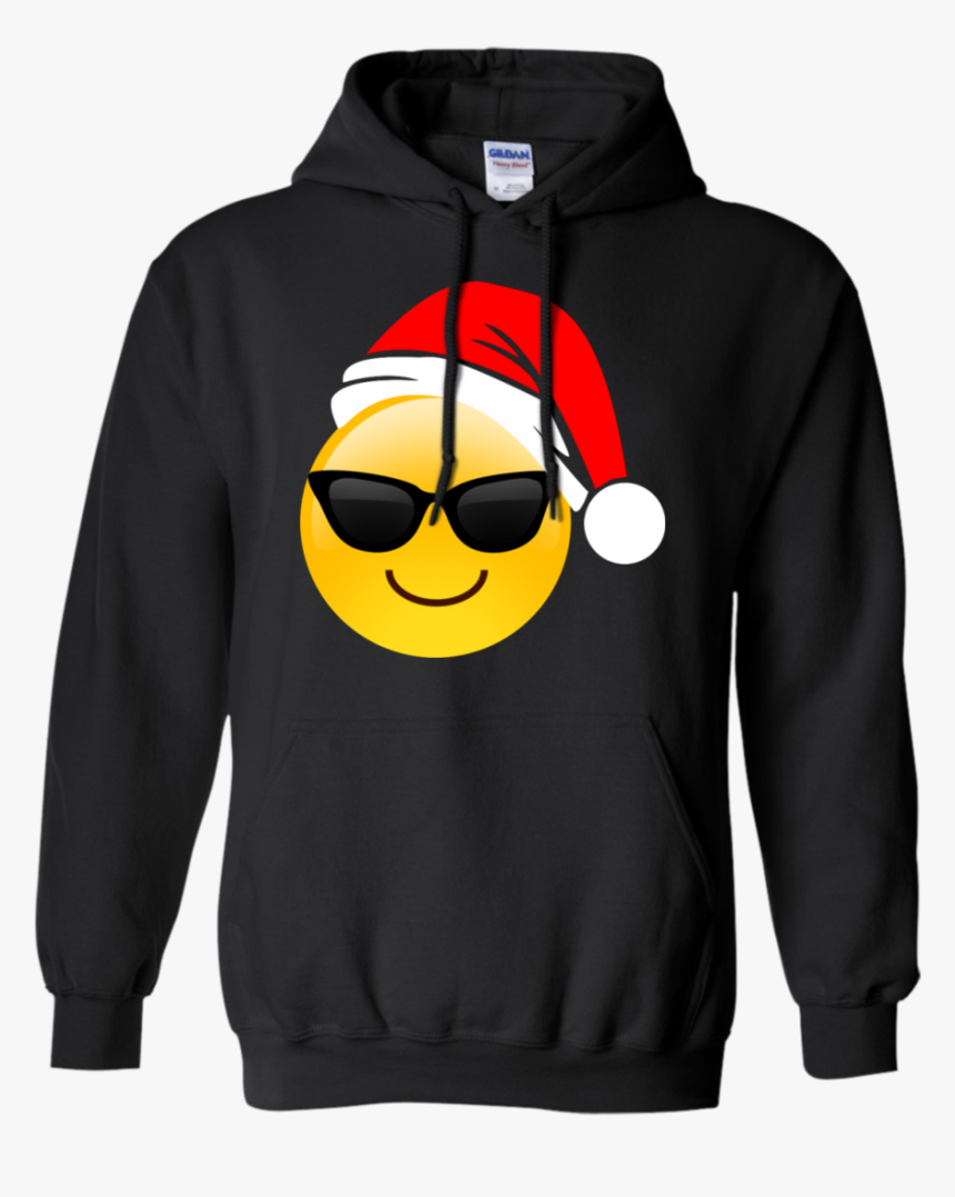 Emoji Christmas Shirt Cool Sunglasses Santa Hat Family - Hoodie, HD Png Download