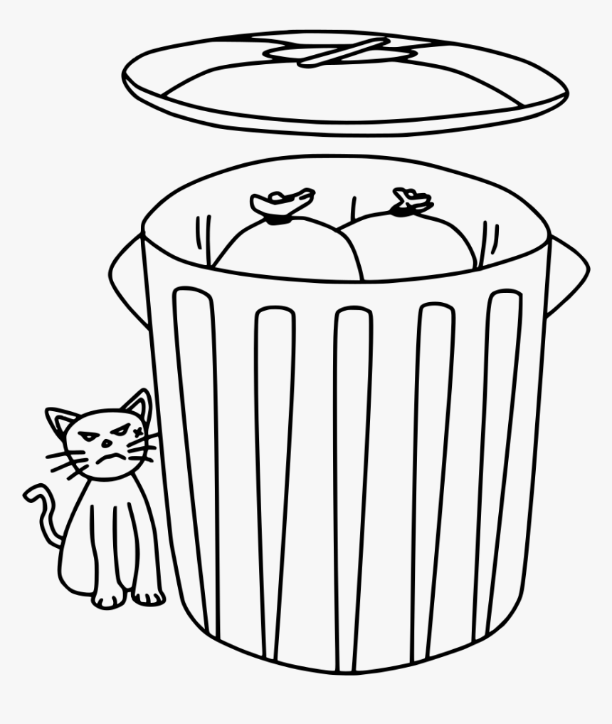 รูป ถัง ขยะ ลาย เส้น Clipart , Png Download - Open Trash Can Line Drawing, Transparent Png
