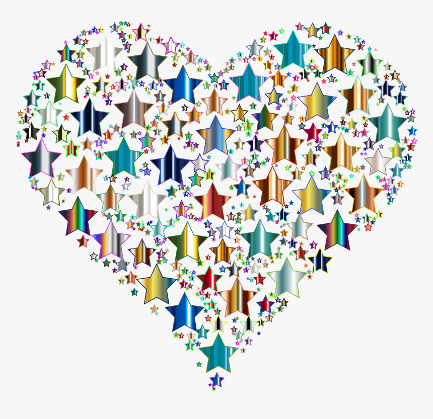 Colorful Heart Stars 10 No Background Clip Arts - Heart Made Out Of Stars, HD Png Download