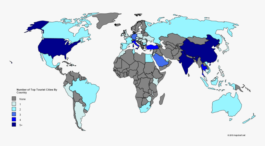 Top 100 Tourist Cities By Country - Us And Argentina Map, HD Png Download